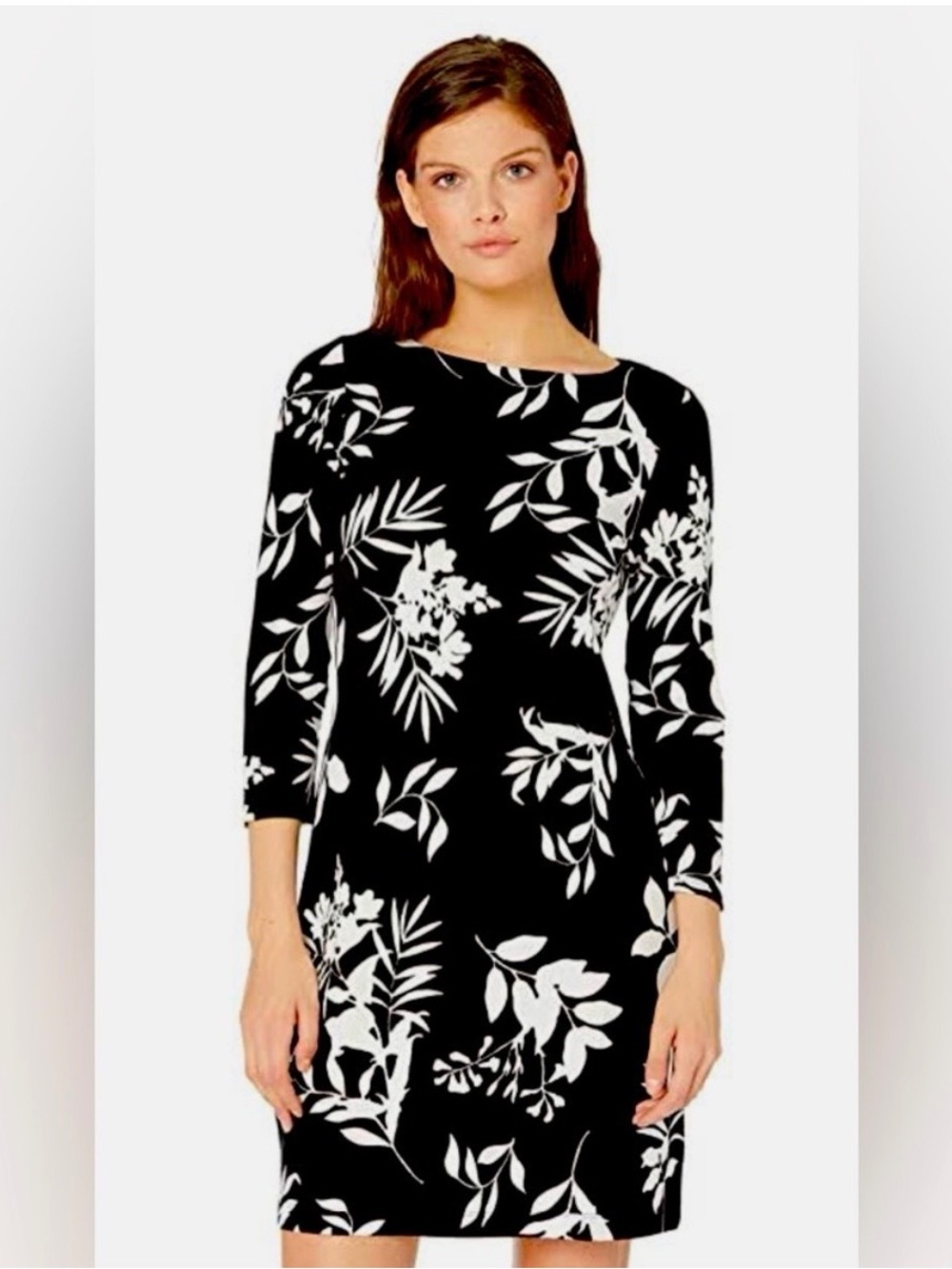 Tommy Bahama Darcy Black & White Tropical Print Shift Dress.